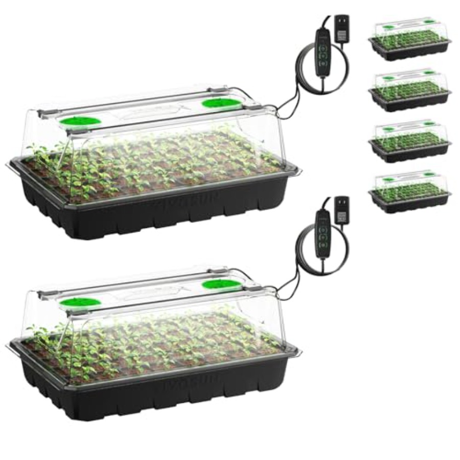 Seed Starter Tray - 6-pack zaadstartbakjes voor binnenkweek, groene plastic