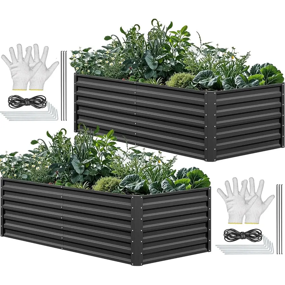 Garden Gloves - 6x3x2ft Grote gegalvaniseerde metalen verhoogde moestuinbakset